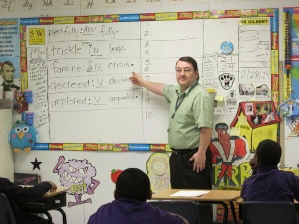Teacher Tim Gilbert at Roberston Charter School in Decatur, Ill.
