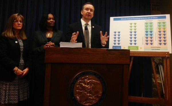 Sen. Andy Manar (D-Bunker Hill) introduces his Senate Bill 16, which would overhaul how Illinois determines state funding of schools.