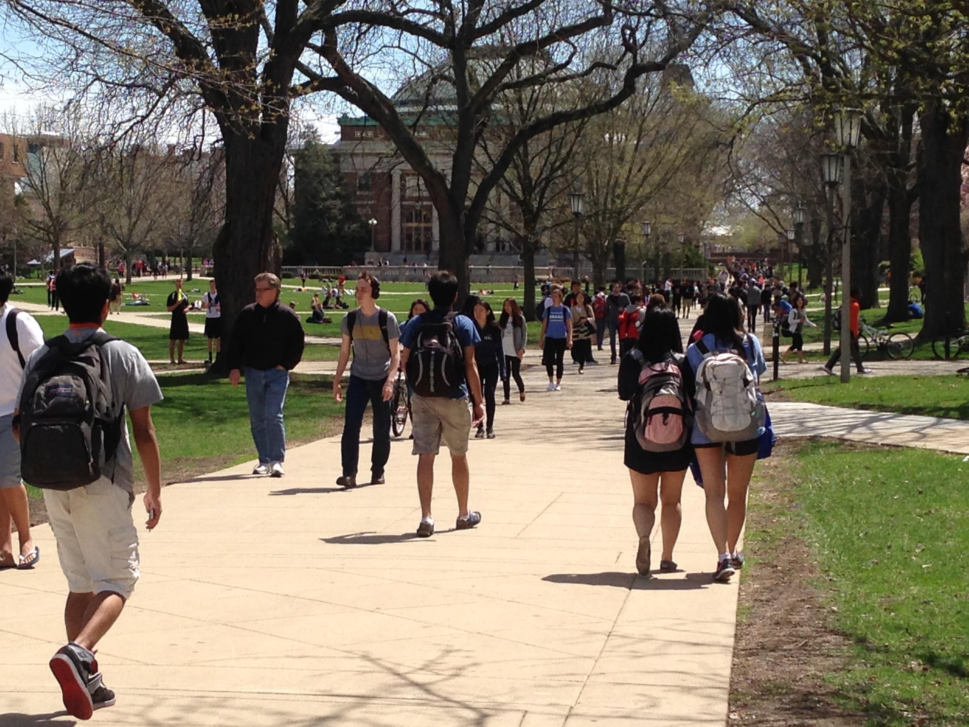 Students at the University of Illinois at Urbana-Champaign on April 25, 2014.
