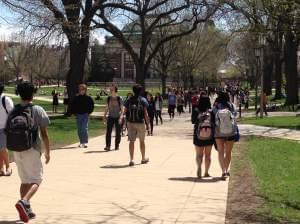 Students at the University of Illinois at Urbana-Champaign on April 25, 2014.