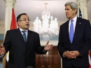 Egyptian Foreign Minister Nabil Fahmy meets with U.S. Secretary of State John Kerry on Tuesday in Washington, D.C.