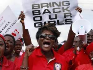 Nigerian women in Lagos on Monday demand that the government do more to rescue the teenage girls who were kidnapped three weeks ago by a radical Islamist group in the northeastern part of the country. The government says it does not know where the gi