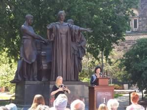 Chancellor Wise speaks at Alma Rededication.