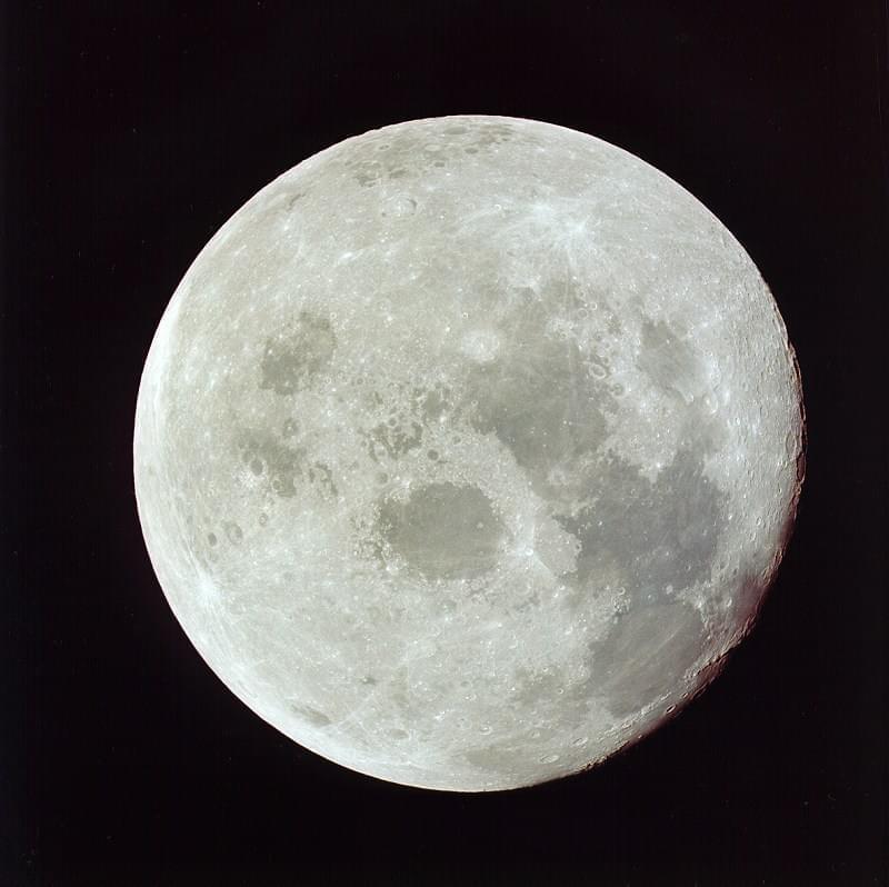 The Moon as photographed by Apollo 11 astronauts on their way back to Earth.