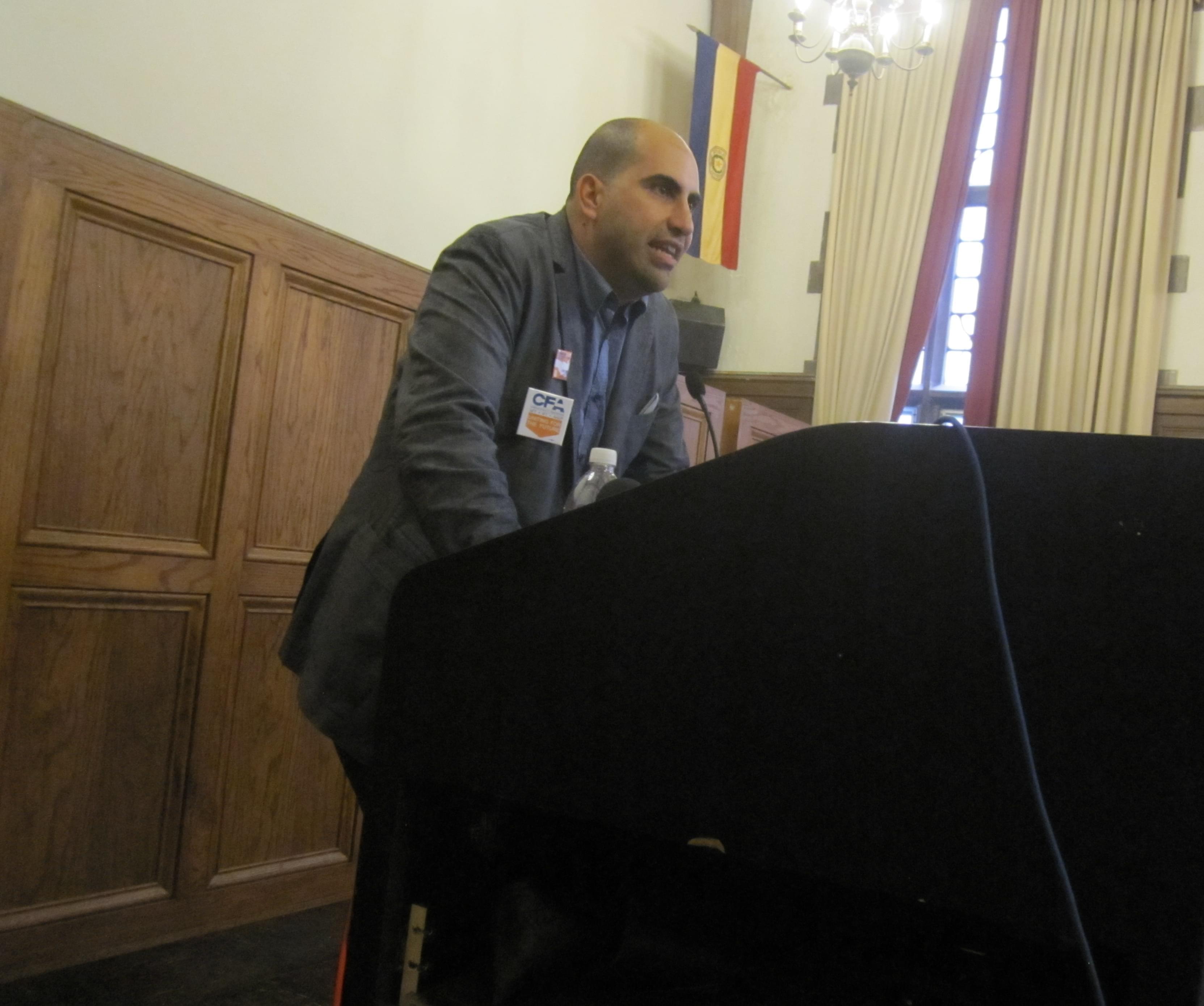 Steven Salaita speaks at the University YMCA.