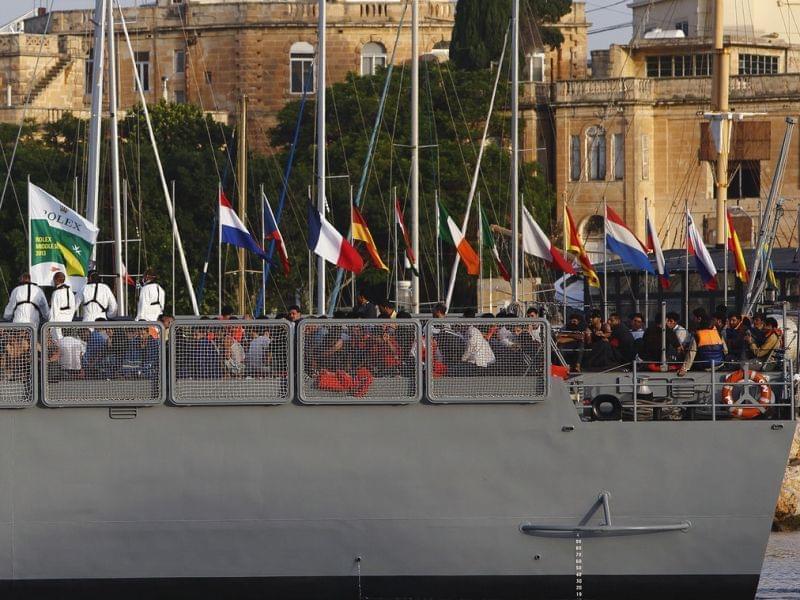 An Armed Forces of Mata ship arrives base in Valletta last October. 