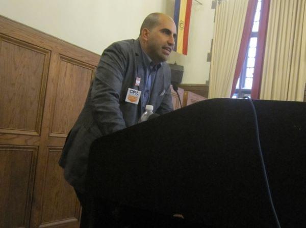 Steven Salaita speaking at the University YMCA September 9.