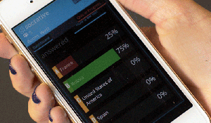 Hand showing phone with Socrative app