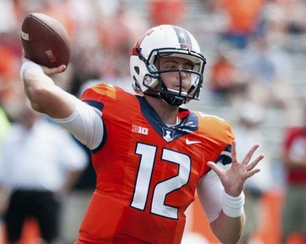 Wes Lunt throws a pass against Youngstown State in Champaign on August 30.