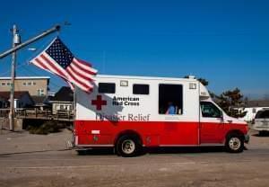 Red Cross truck in Long Island after SuperStorm Sandy