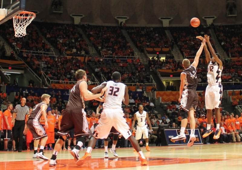 Leron Black fires a jumper against Quincy Friday nigh