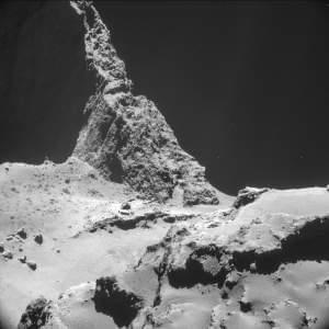 Picture taken by the Rosetta space probe of a section of the comet where a landing will be attempted.