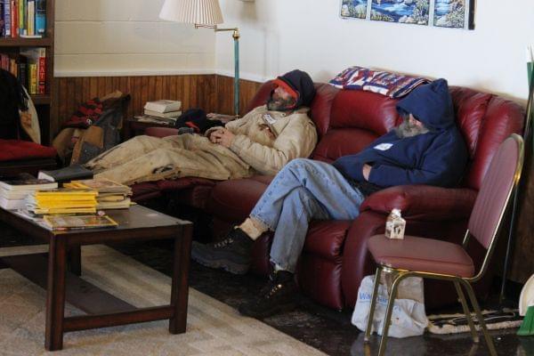 Jeff Thomas (Left) and Nick Wright (Right) come in from the cold to sleep at the Phoenix.