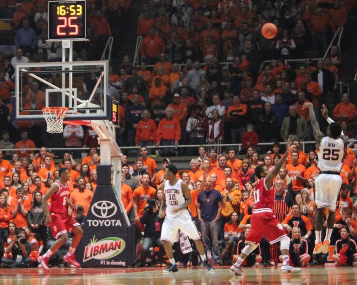 Kendrick Nunn shoots a three pointer against Indiana