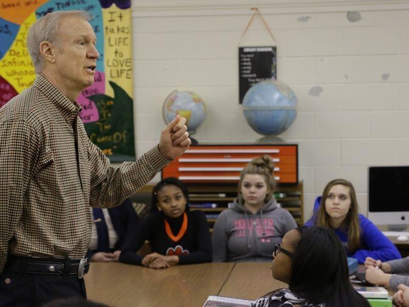 Governor Bruce Rauner at Lanphier High School in Springfield Tuesday. 
