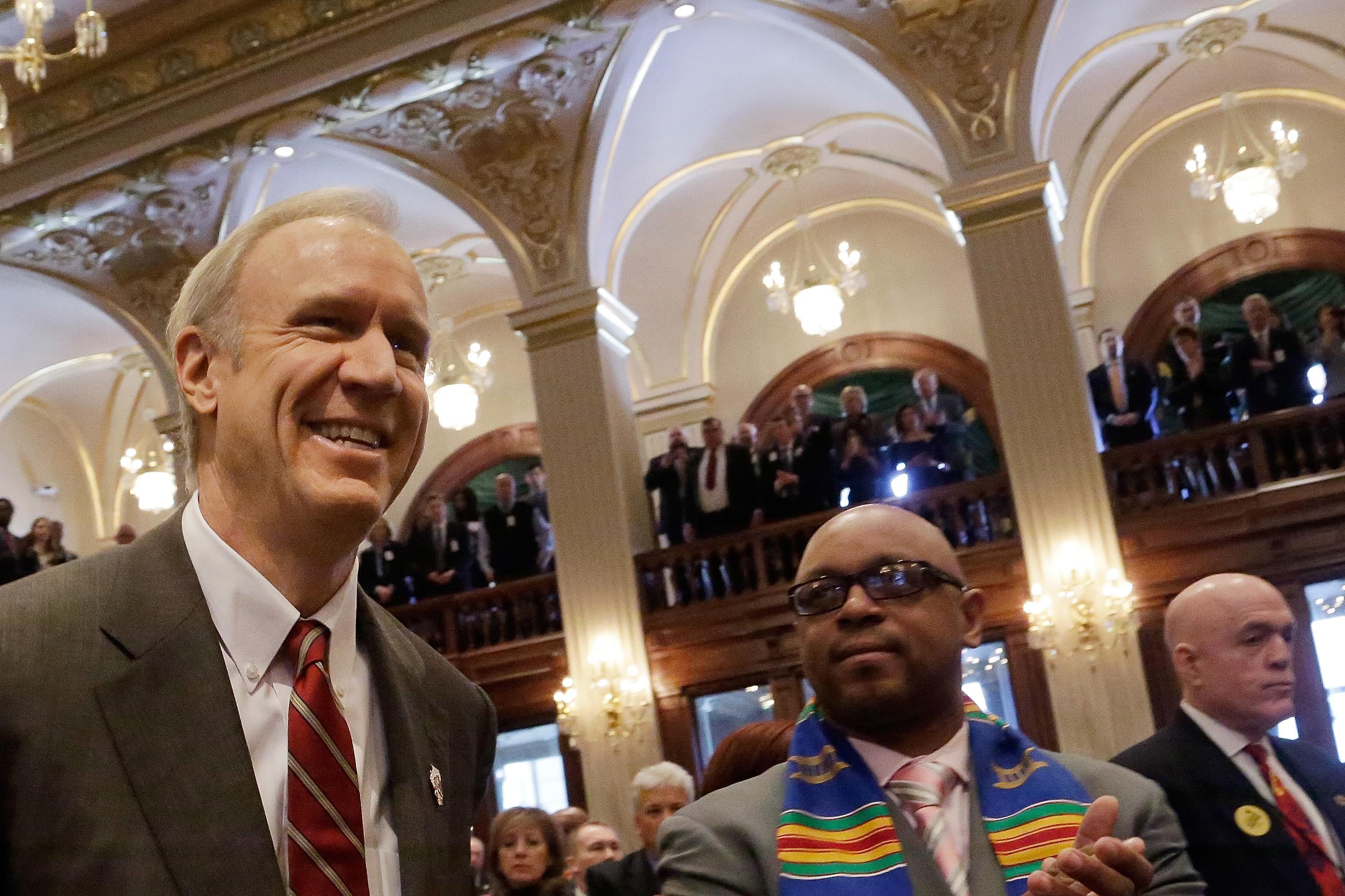 Governor Bruce Rauner before his budget address Wednesday.