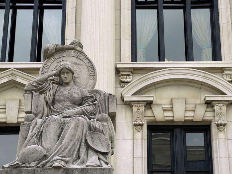 Statues outside the Illinois Supreme Court building