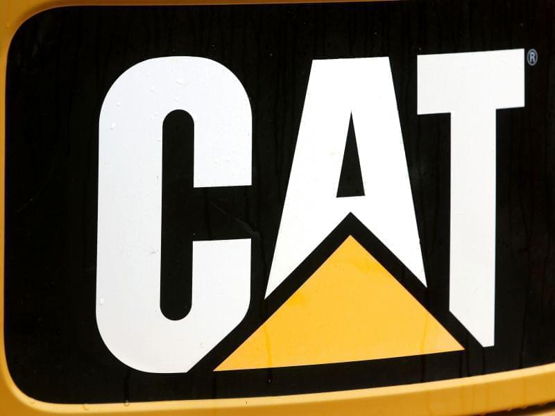 A June 10 photo of the Caterpillar logo on earth moving equipment in Springfield.