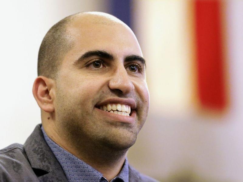 Steven Salaita speaks during a news conference in Champaign in September. 