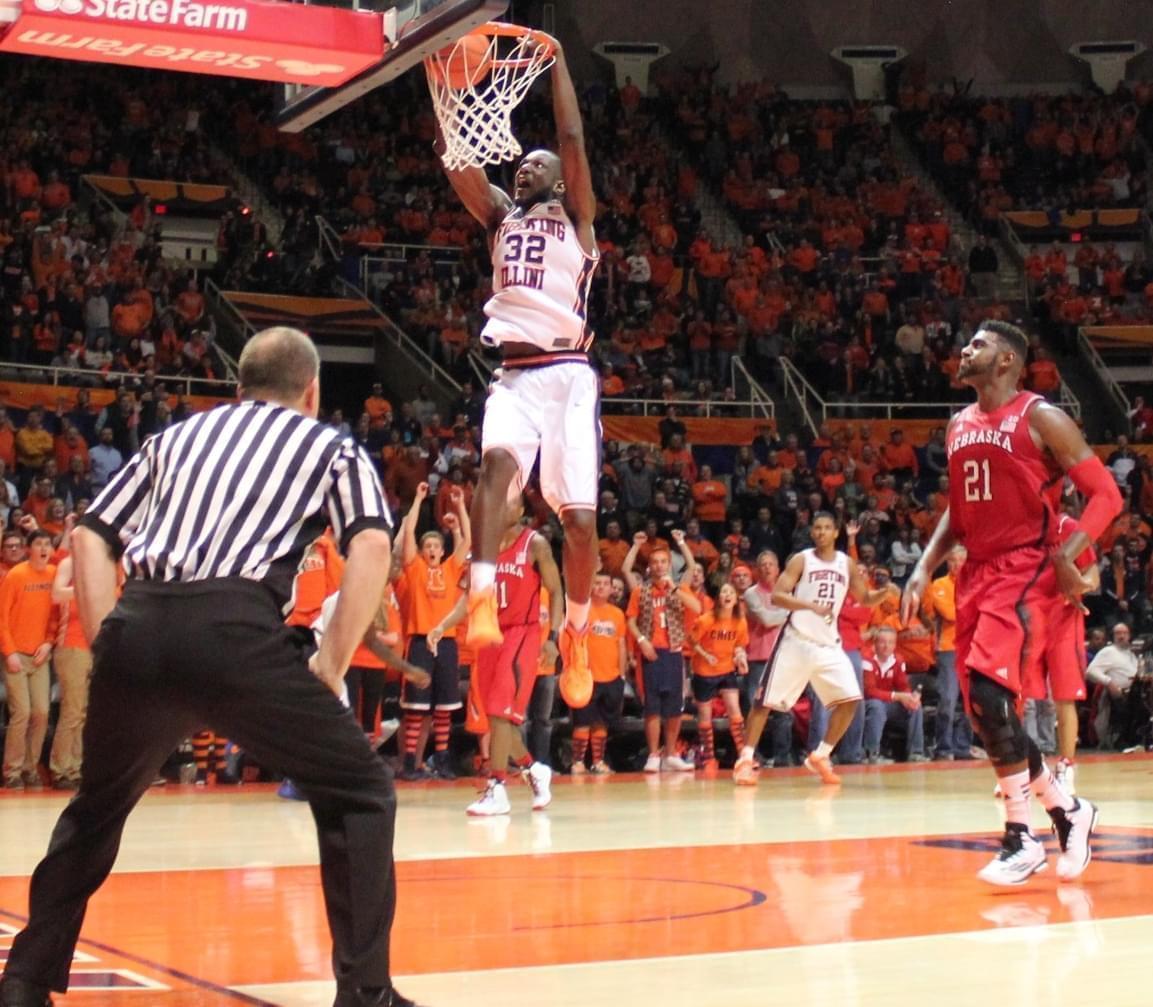 Nnanna Egwu capped off his senior night with a slam dunk in Wednesday's 69-57 win over Nebraska.