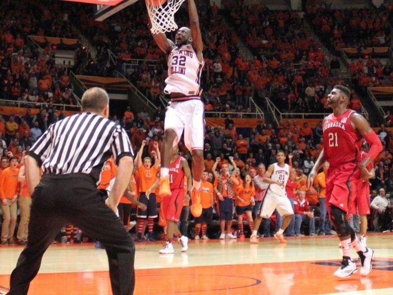 Nnanna Egwu capped off his senior night with a slam dunk in Wednesday's 69-57 win over Nebraska.