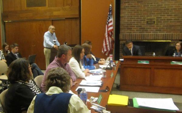Former Champaign mayor Dan McCollum addresses the Champaign Park Board Wednesday night.