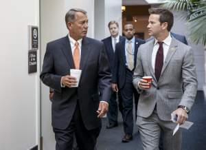 Schock talks with House Speaker John Boehner in a file photo from January 9. 2015.