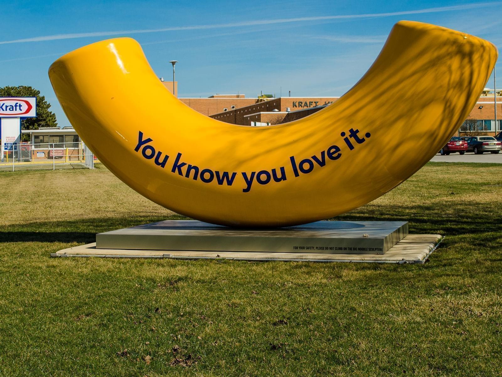 A giant macaroni sculpture outside the Kraft Foods plant in Champaign, IL