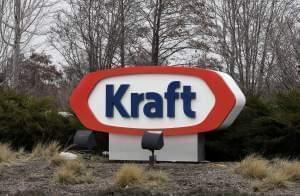 Kraft logo appears outside its headquarters in Northfield, Illinois Wednesday.