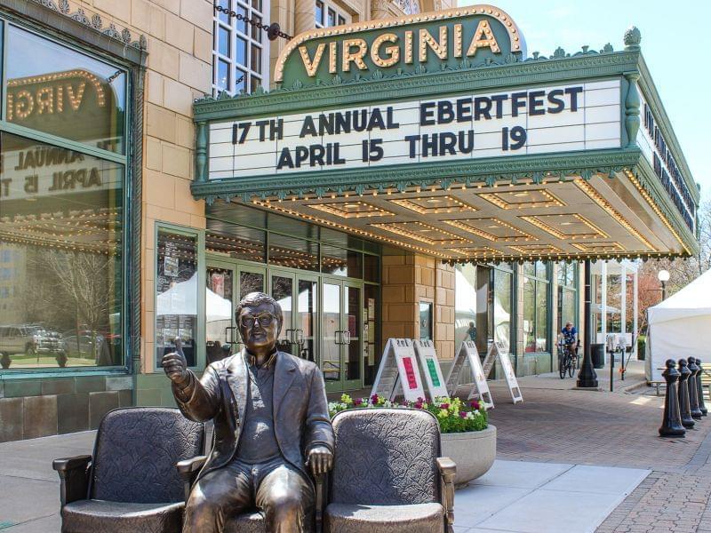 Outside the Virginia Theatre in Champaign, hours before the start of the 17th annual Ebertfest.