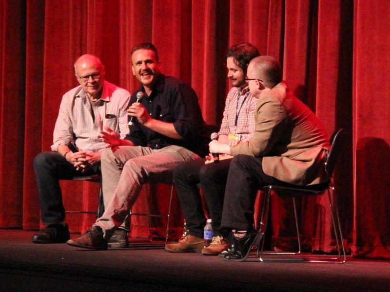 Ebertfest Director Nate Kohn, actor Jason Segel, director James Ponsoldt, and film critic Matt Zoller Seitz of Roger Ebert.com.