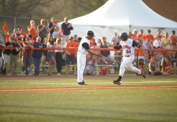 Jason Goldstein scores in Illinois 5-1 win over Indiana on April 17.