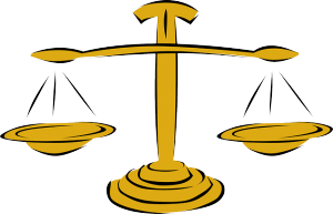 Graphic image of the scales of justice.