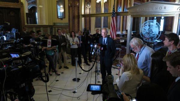 Gov. Bruce Rauner at a press conference on the final day of the legislature's session on Sunday.