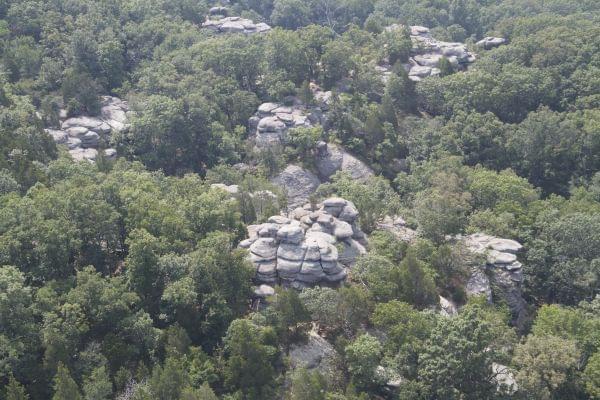 An image of Garden of the Gods in Shawnee National Park from the Smithsonian Channel's 'Aerial America.'