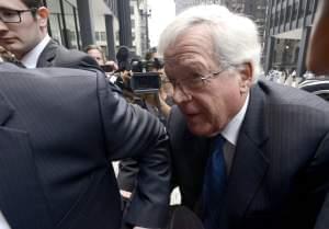 Former House Speaker Dennis Hastert arrives at the federal courthouse Tuesday in Chicago for his arraignment on federal charges that he broke federal banking laws and lied about the money when questioned by the FBI