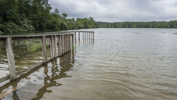 A deck is nearly submerged after a heavy rainstorm in Danville last month (June 2015)