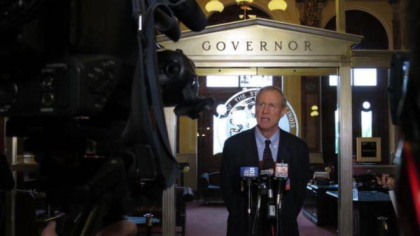 Governor Bruce Rauner at a press conference.