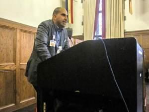 Steven Salaita speaks at the University YMCA. 