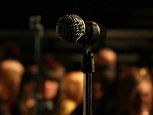 a microphone on a stage
