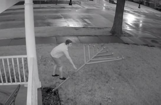 Suspect knocks over the 9-foot-tall menorah outside of Illini Chabad on Wednesday morning.