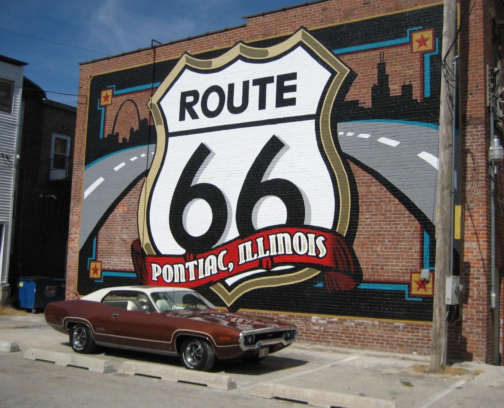 Sign outside the Illinois Route 66 Hall of Fame & Museum