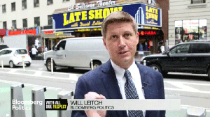 Will Leitch standing in front of the Sullivan Theatre in New York City.