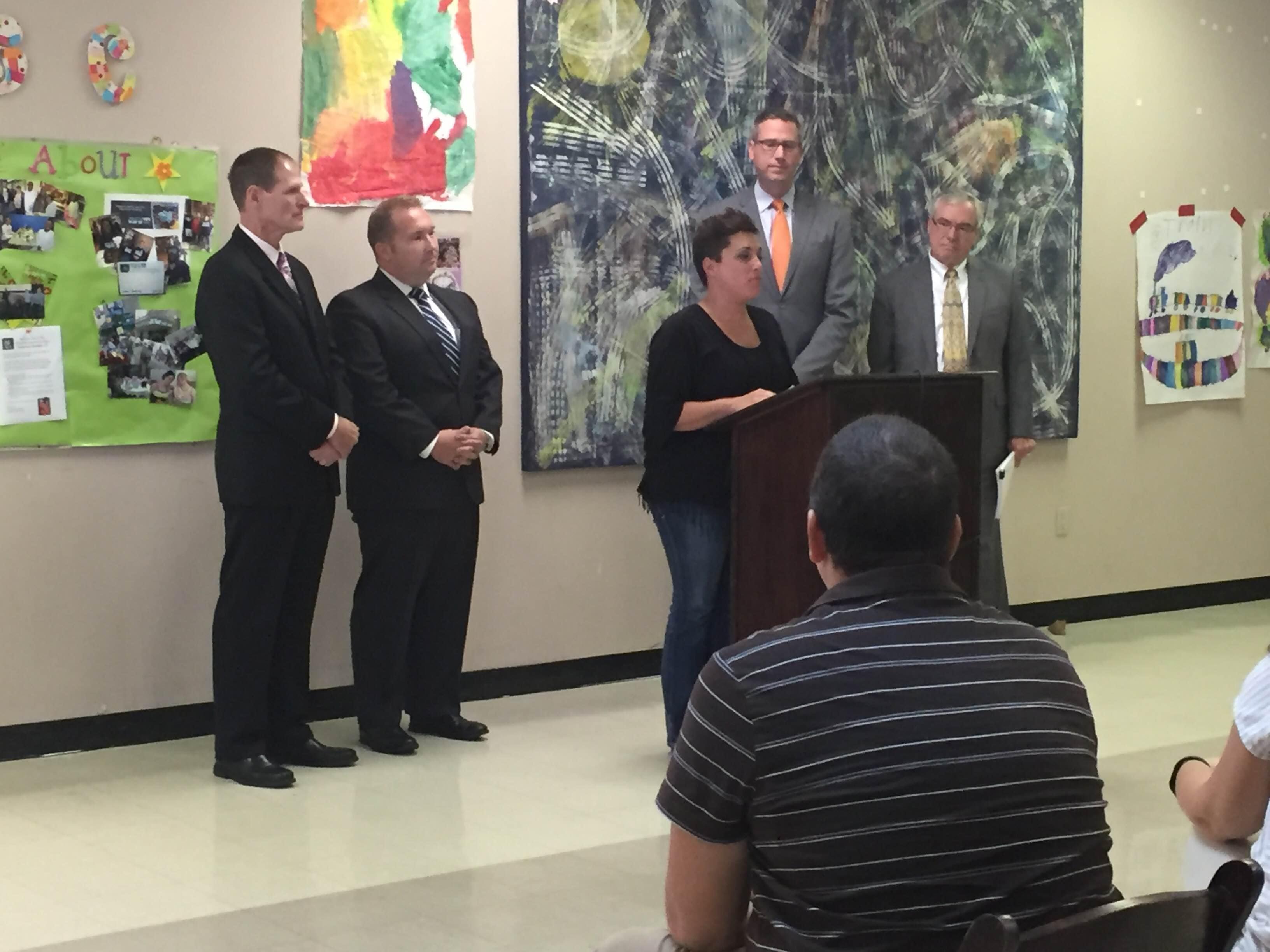 Sarah Thompson of Paxton speaks about the ABLE Act to a small audience at the Developmental Services Center of Champaign on Monday.
