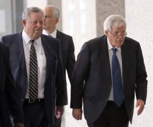 In this June 9, 2015, file photo, former House Speaker Dennis Hastert, right, departs the federal courthouse with attorney Thomas C. Green in Chicago.