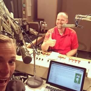 Brian Moline and Lisa Bralts, posing for a selfie in the studio.