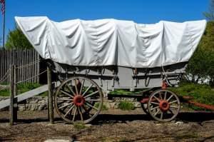 A covered wagon.