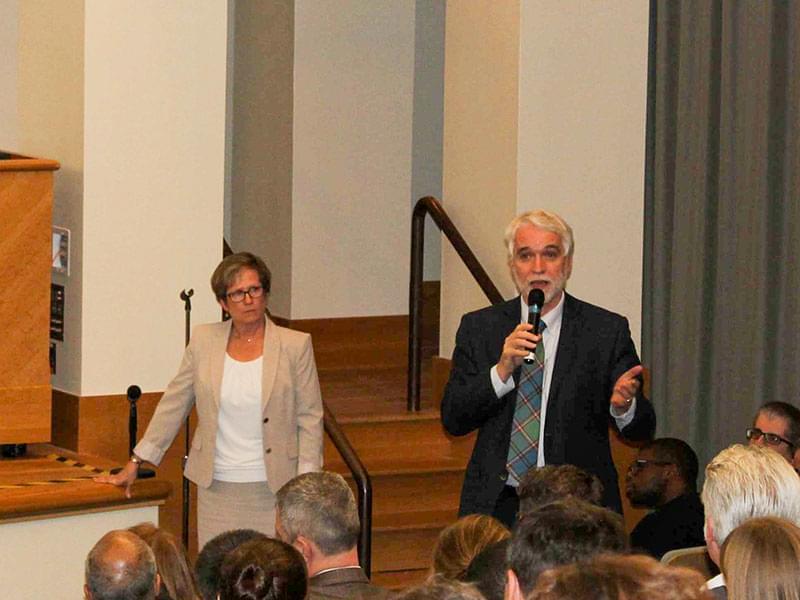 University of Illinois President Timothy Killeen at Wednesday's Town Hall meeting