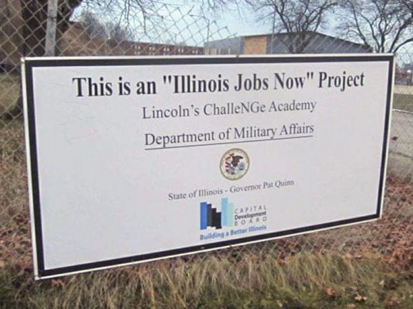 A sign at Lincoln's Challenge Academy in Rantoul
