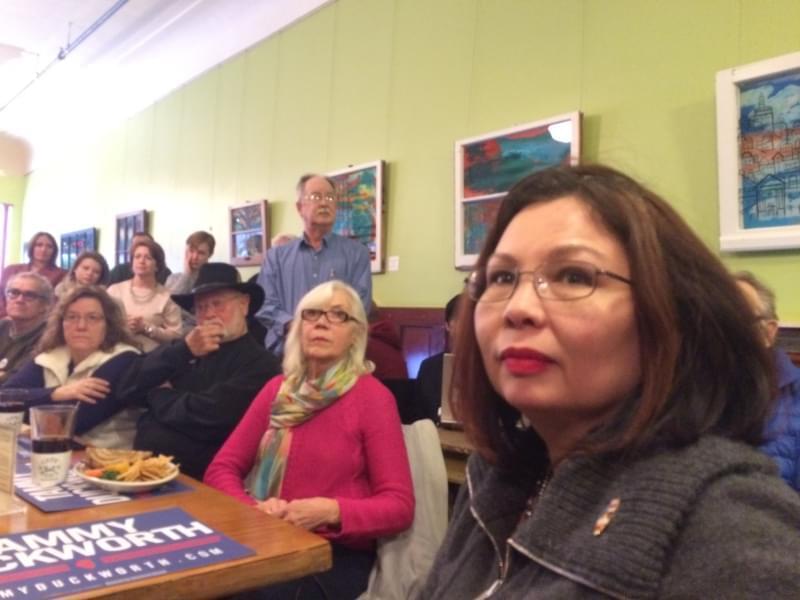 Congresswoman Tammy Duckworth (D-IL) campaigns for U.S. Senate at Cafe Kopi in Champaign on Tuesday. 
